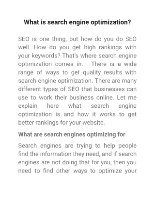 what is search engine optimization