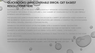 quickbooks unrecoverable error get easiest resolutions here