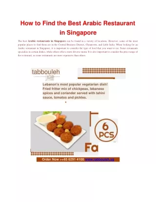 Arabic Restaurant in Singapore