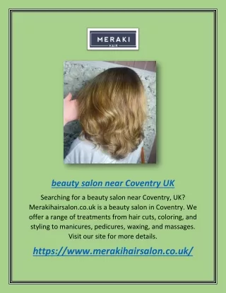 Beauty Salon Near Coventry Uk | Merakihairsalon.co.uk