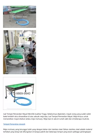 jual tempat pemandian mayat memiliki kualitas