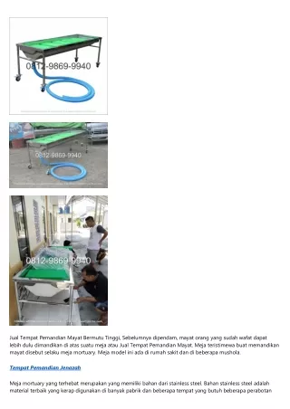 jual tempat pemandian mayat bermutu tinggi
