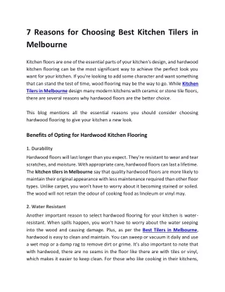 7 Reasons for Choosing Best Kitchen Tilers in Melbourne