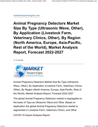 Animal Pregnancy Detectors Market
