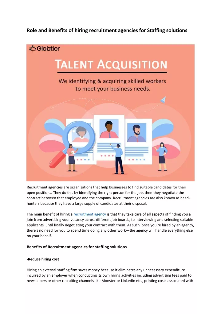 role and benefits of hiring recruitment agencies