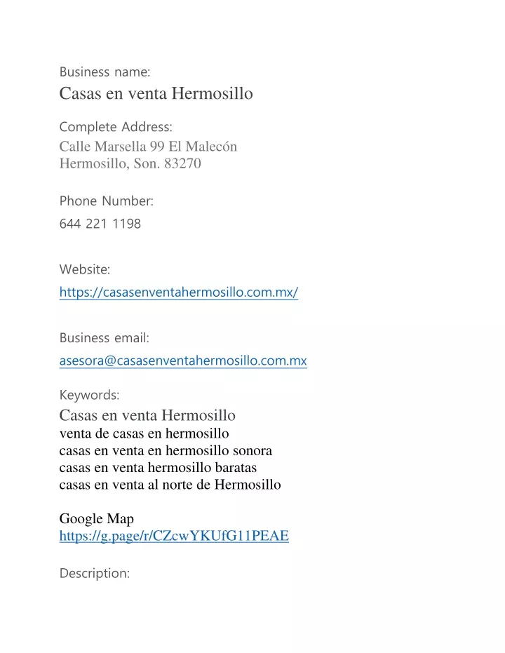 business name casas en venta hermosillo complete