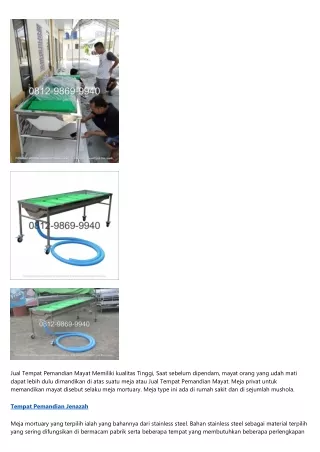 jual tempat pemandian mayat memiliki kualitas