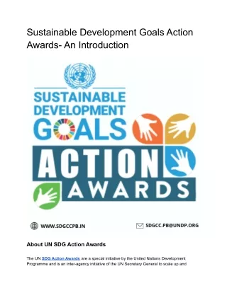 Sustainable Development Goals Action Awards- An Introduction