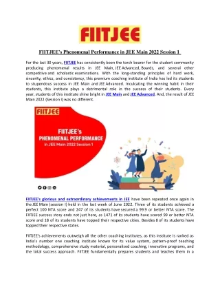 fiitjee s phenomenal performance in jee main 2022