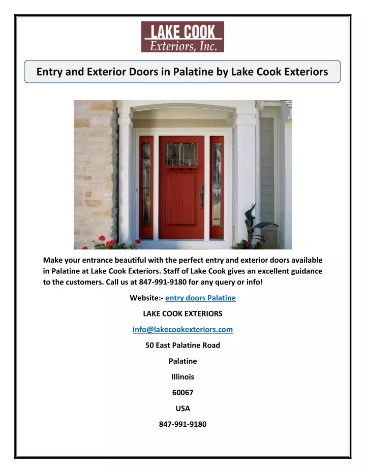 entry and exterior doors in palatine by lake cook