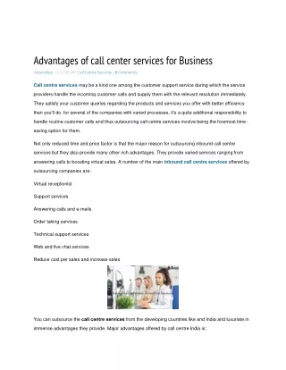 Advantages of call center services for Business