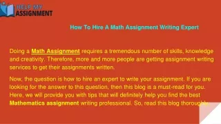 how to hire a math assignment writing expert