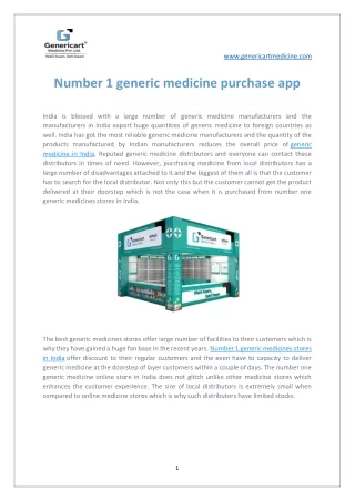 Number 1 generic medicine purchase app