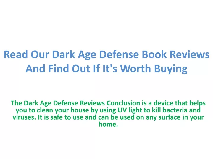 read our dark age defense book reviews and find