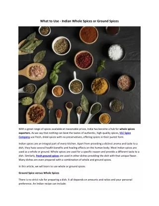 what to use indian whole spices or ground spices