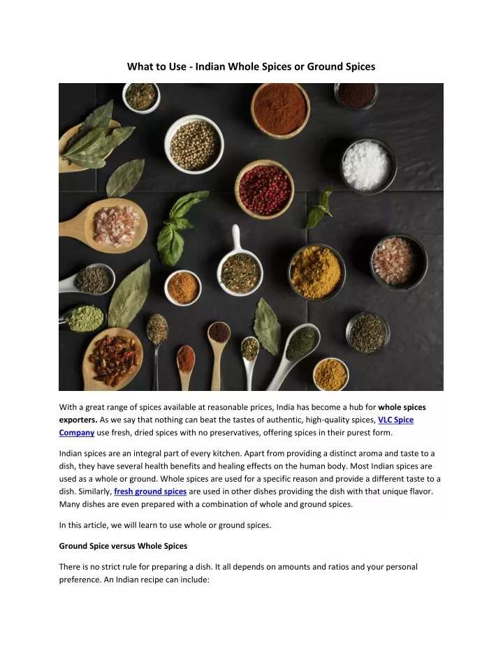 what to use indian whole spices or ground spices