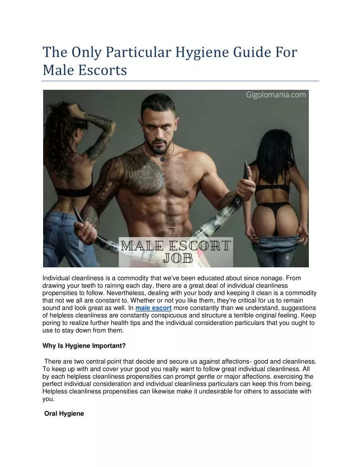 the only particular hygiene guide for male escorts