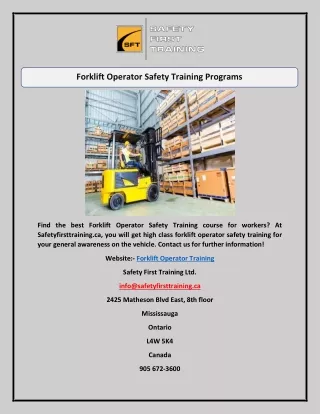 forklift operator safety training programs