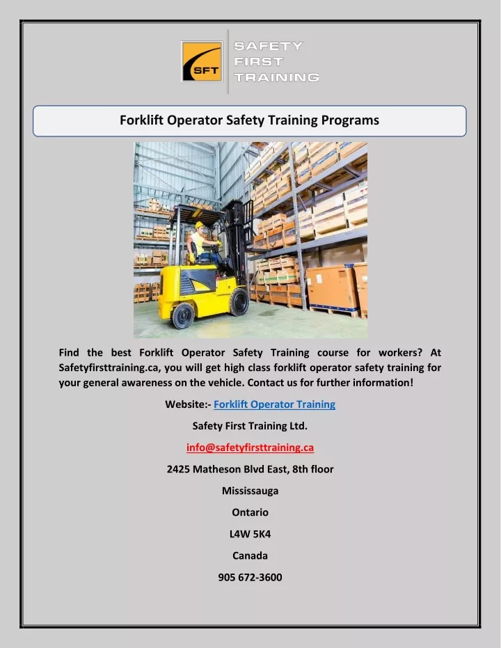 forklift operator safety training programs