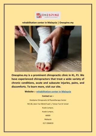 rehabilitation center in malaysia onespine my