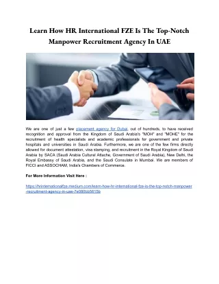 Learn How HR International FZE Is The Top-Notch Manpower Recruitment Agency In UAE