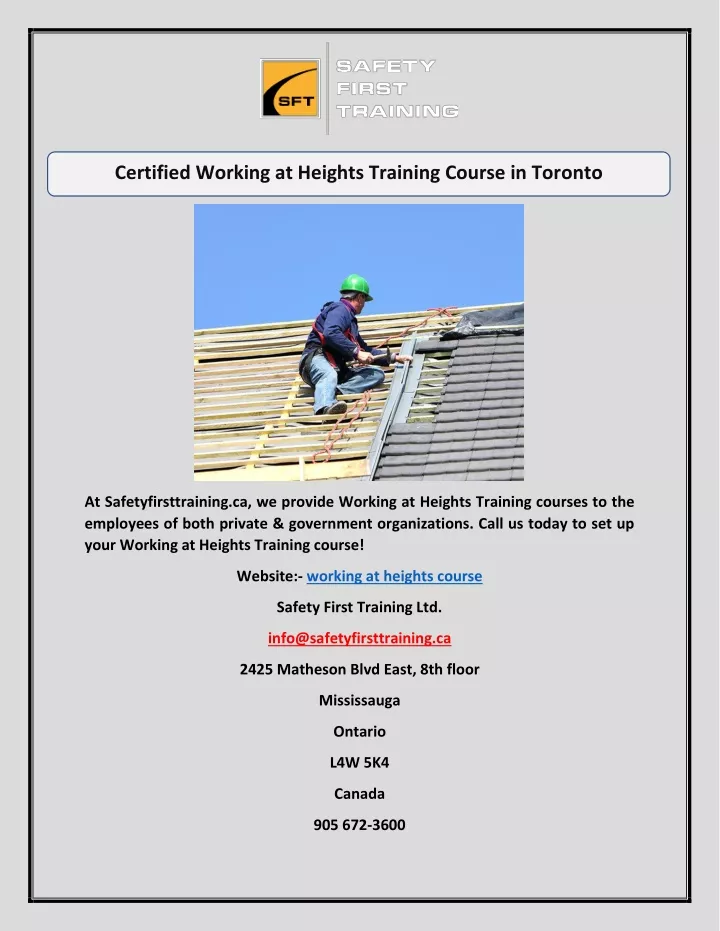 certified working at heights training course