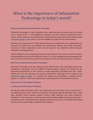 what is the importance of information technology