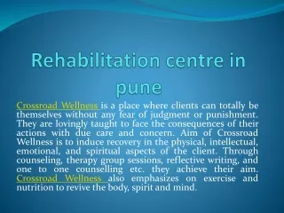 Rehabilitation centre in pune