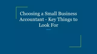 choosing a small business accountant key things