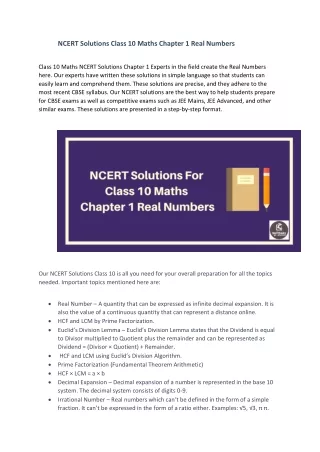 ncert solutions class 10 maths chapter 1 real