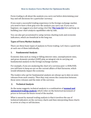 How to Analyse Forex Market for Optimum Results