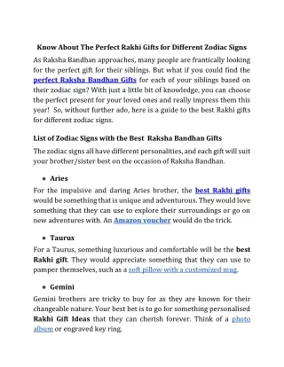 know about the perfect rakhi gifts for different