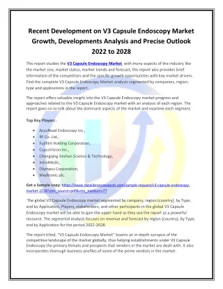 recent development on v3 capsule endoscopy market