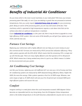 benefits of industrial air conditioner