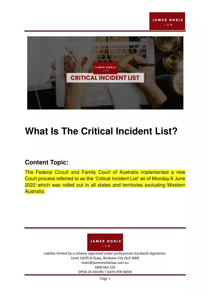 what is the critical incident list