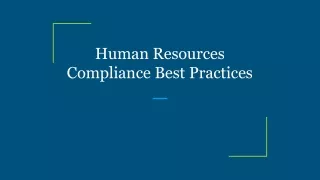 human resources compliance best practices