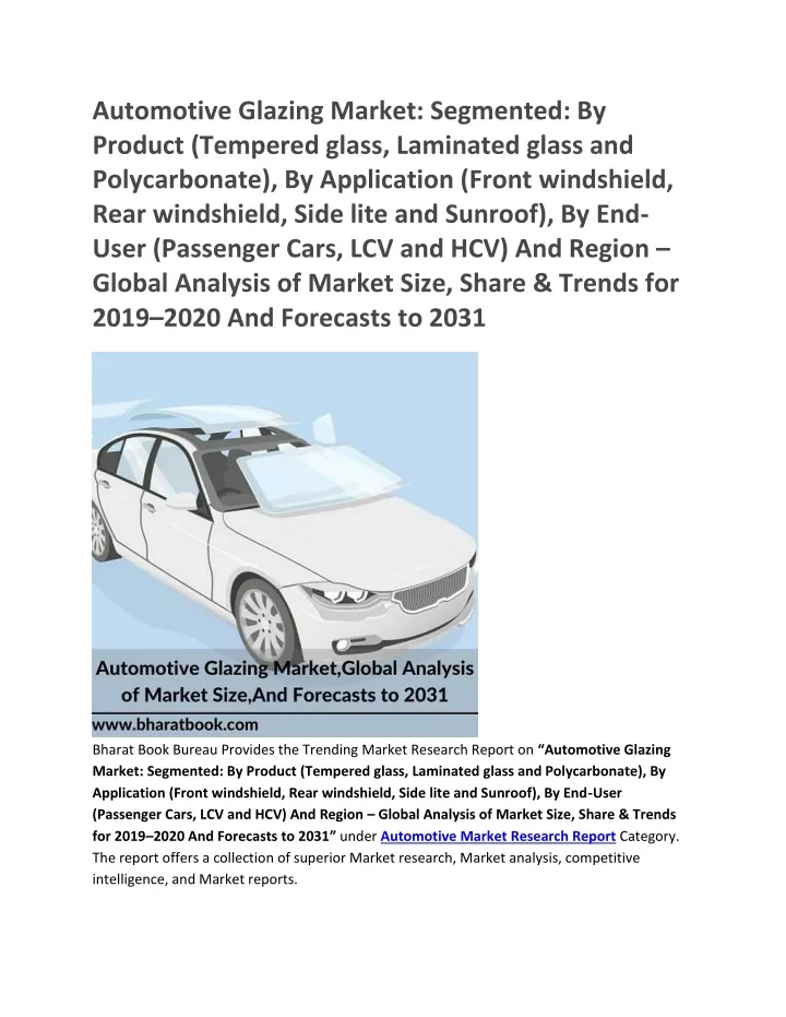 automotive glazing market segmented by product