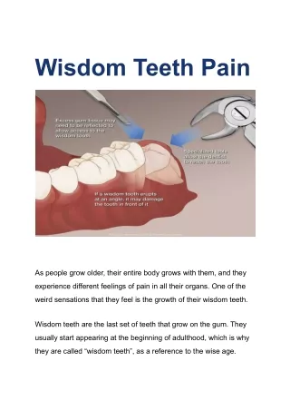 Get Relief From Wisdom Teeth Pain