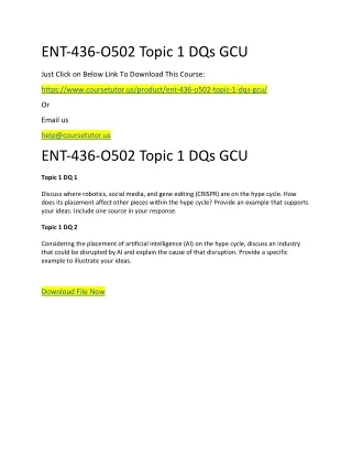 ent 436 o502 topic 1 dqs gcu