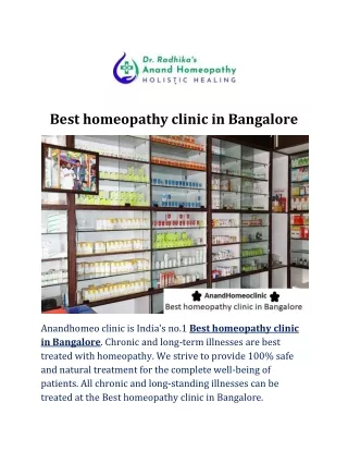 Best homeopathy clinic in Bangalore