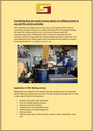 Everything that you need to know about cnc milling services in usa