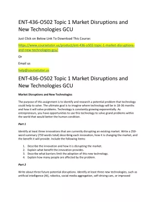 ent 436 o502 topic 1 market disruptions