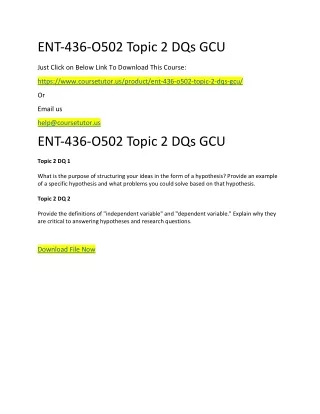 ent 436 o502 topic 2 dqs gcu