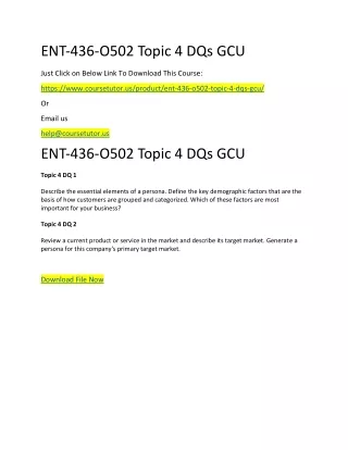 ent 436 o502 topic 4 dqs gcu