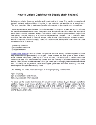 how to unlock cashflow via supply chain finance