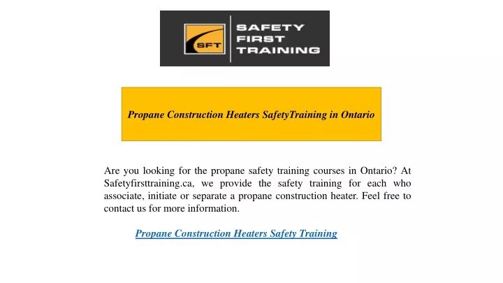 propane construction heaters safetytraining