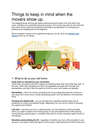 things to keep in mind when the movers show