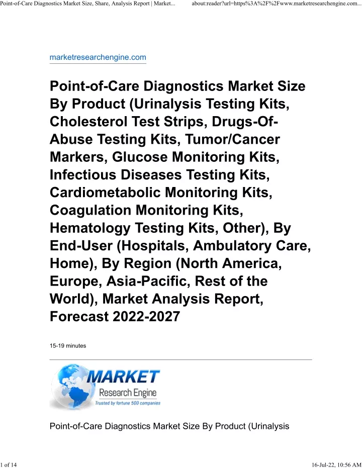 point of care diagnostics market size share