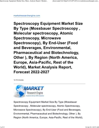 Spectroscopy Equipment Market