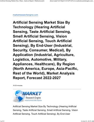 Artificial Sensing Market